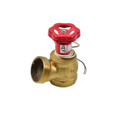 Клапан пожарный латунный КПЛ 50-1 угловой 125° (муфта-цапка) с датчиком положения