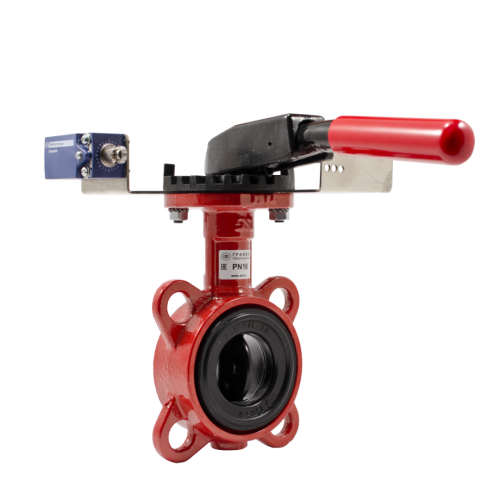 Затвор поворотный дисковый Гранвел ЗПВС-FL-3-080-MN-Е, Ду 80, Ру16 (диск чугун, ручка, 2 концевых выключателя)